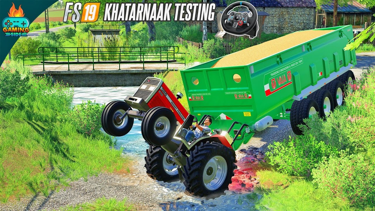 Farming Simulator 19 Massey Ferguson 385 ki khatarnaak testing with Logitech g29 steering wheel
