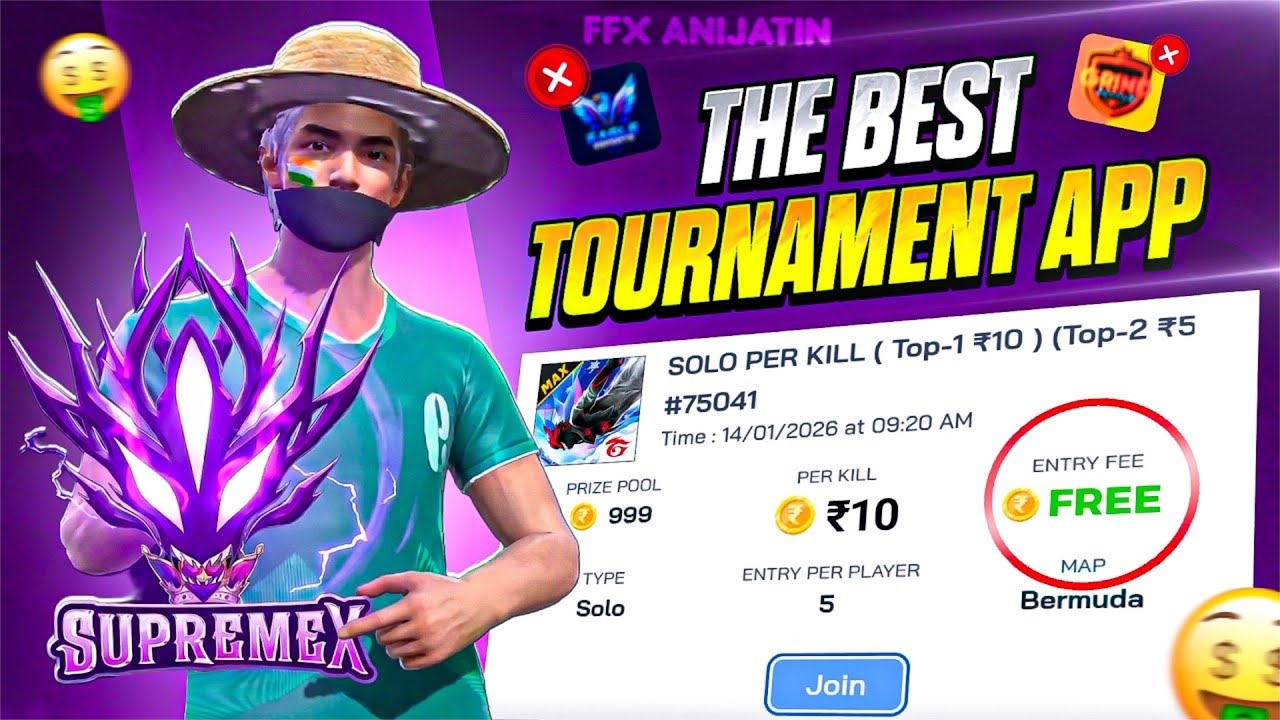I Found Only Free Matches Solo Tournament App 🤯 | Entry ₹0 Per Kill 10 🤑 | Get Free Redeem Code 💸