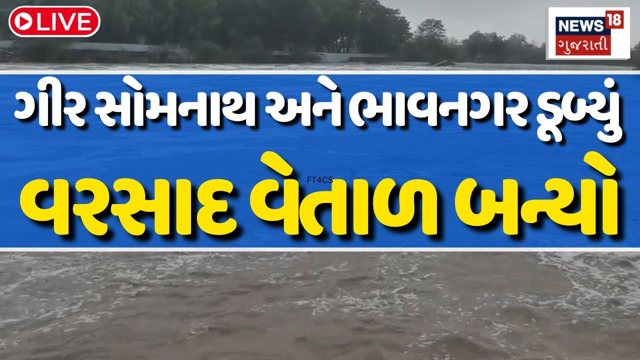 🟠Saurashtra Rainfall LIVE | સૌરાષ્ટ્ર સહિત જિલ્લામાં ચિંતામાં, ફરી ધોધમાર વરસાદ શરૂ |News18 Gujarati