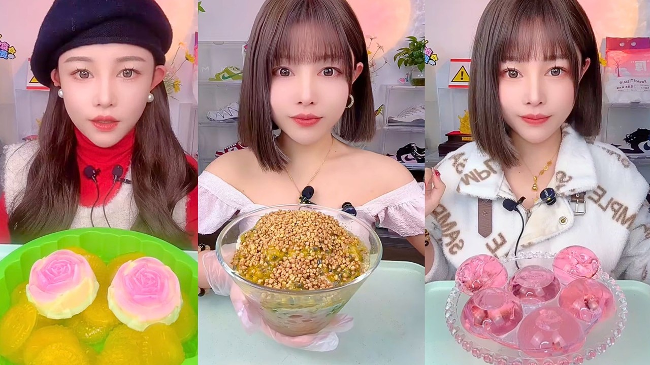 Rose Jelly Desserts, Mung Bean Sweet Bowl, and Pink Jelly Domes