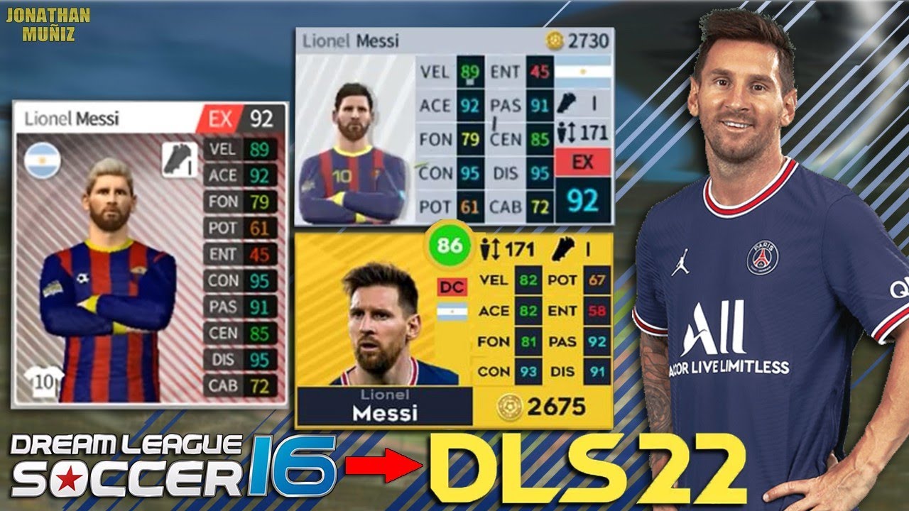 LA EVOLUCIÓN DE LAS CARTAS DE LIONEL MESSI EN DREAM LEAGUE SOCCER 16 - 22 | DLS 16 - DLS 22