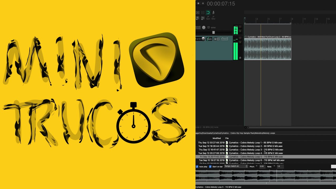 Cómo preescuchar samples al tempo de tu proyecto con Media Explorer en REAPER