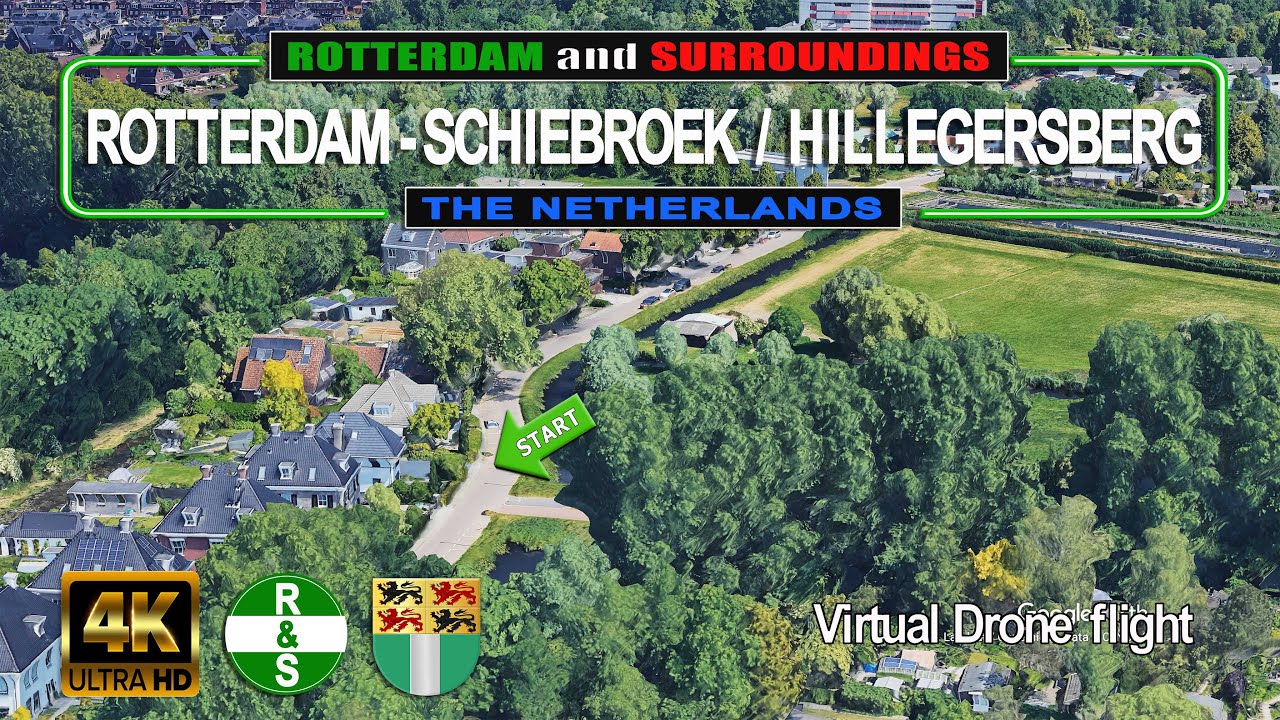 (4K) ROTTERDAM - SCHIEBROEK / HILLEGERSBERG BY VIRTUAL DRONE (The Netherlands)