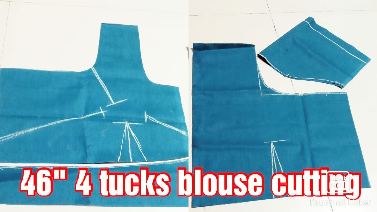 46 size four tucks blouse cutting / step by step tutorial/46 inch ki four tucks blouse cutting