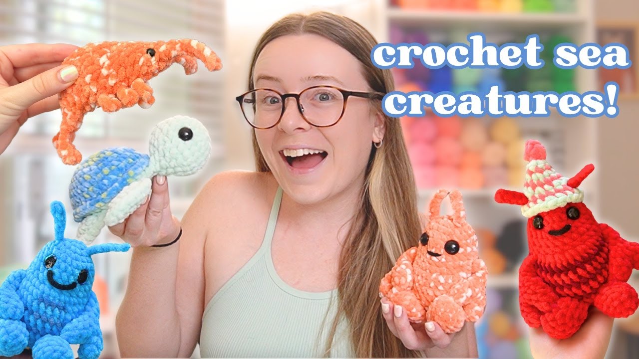 VLOG: A Week of Crocheting Sea Creatures! 🦐🦞 | chatty crochet with me🩷