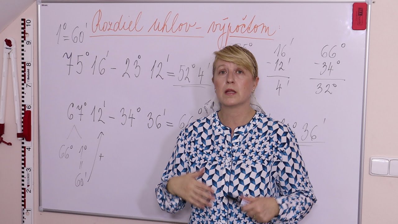 Matematika - rozdiel uhlov - výpočtom.
