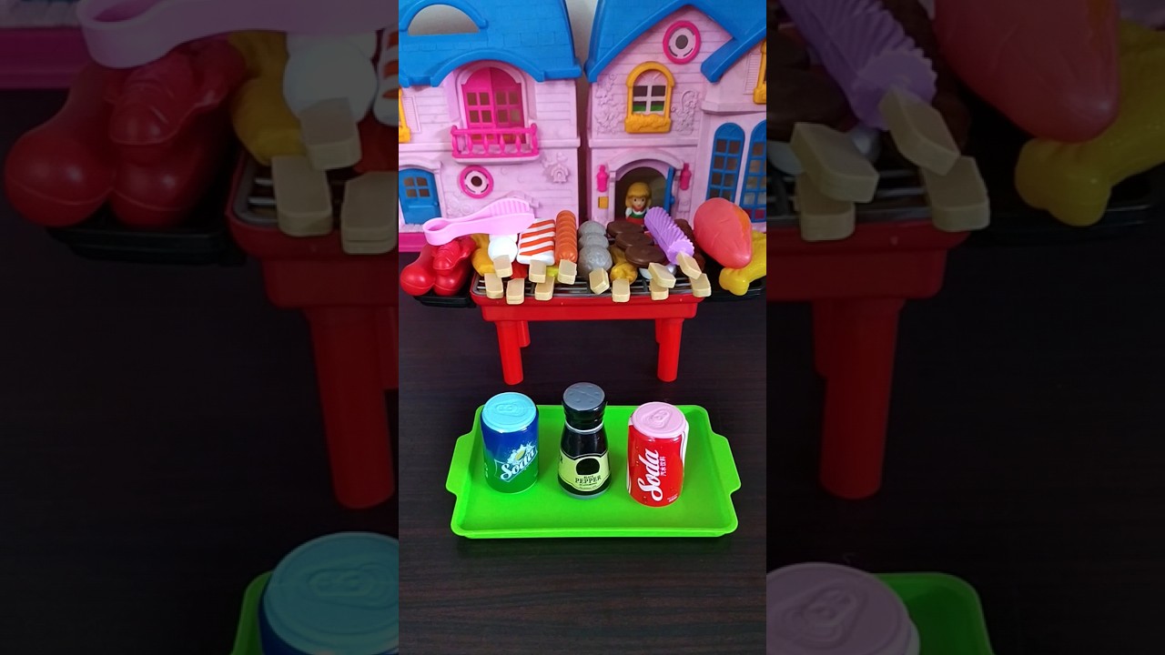 Miniature BBQ Grill Set Unboxing | Baby Doll Cooking #shorts #bbq