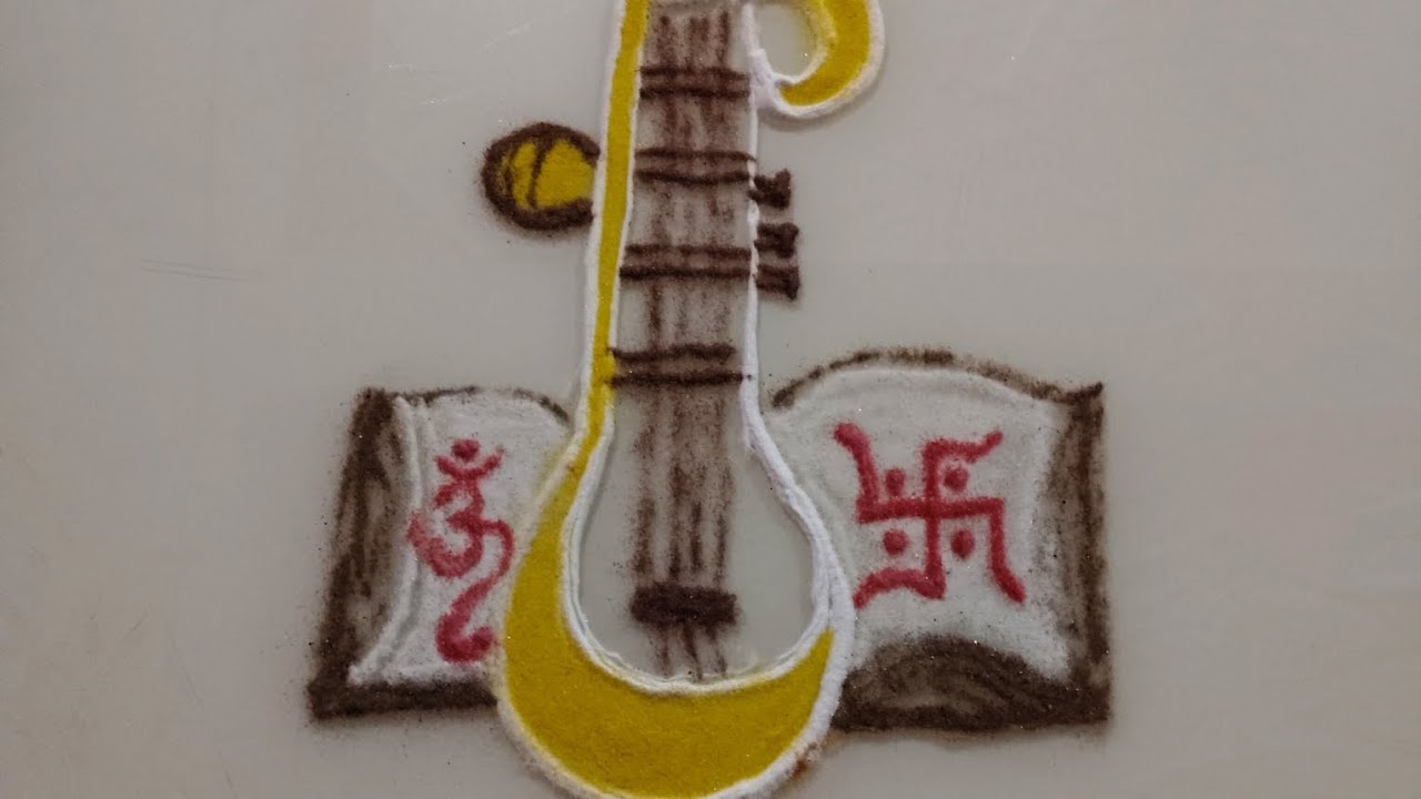 @sarojnishad810 🌼 2 beautiful Basant panchami rangoli.🪕 easy festival rangoli design.🪷 Colours art🏵️