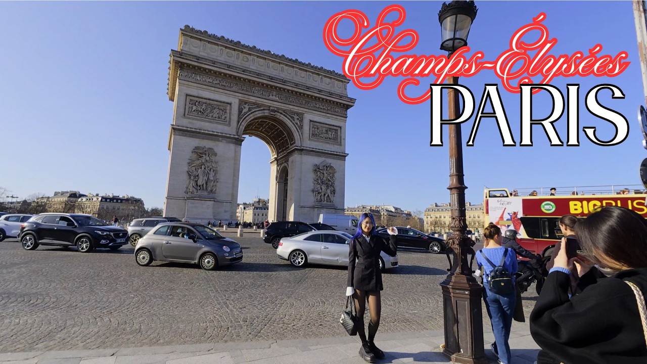 🇫🇷 Paris walking tour - Avenue des Champs-Élysées & Arc de Triomphe ,The Most Famous Street in Paris