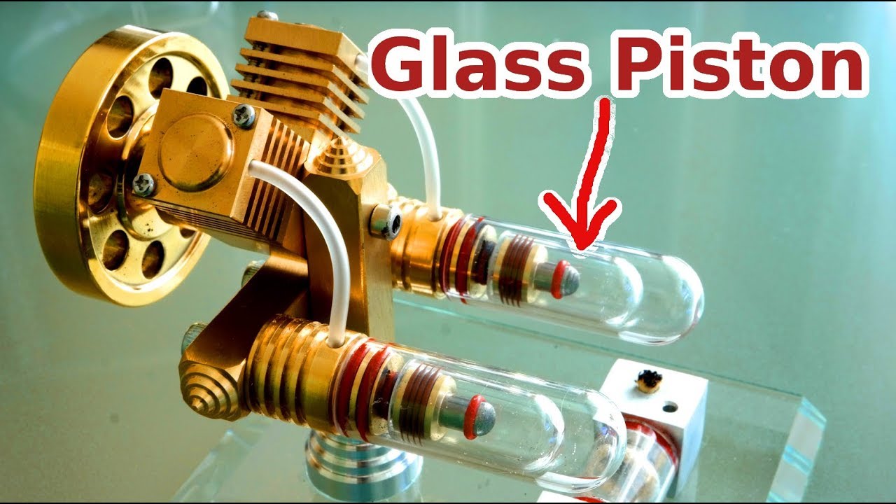 Unbelievable startup of a 2 Cylinder Stirling Engine