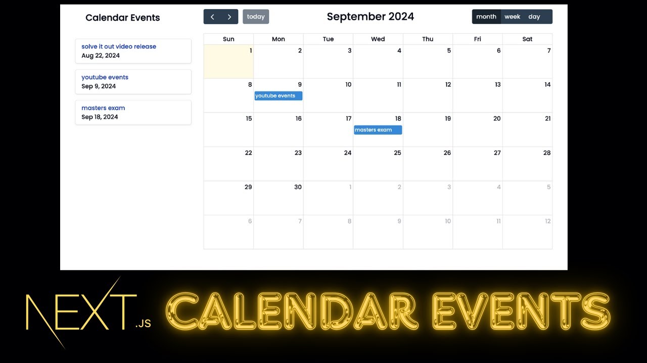 Build a Calendar and schedule Events with Next.js 14, FullCalendar.io & ShadCN UI