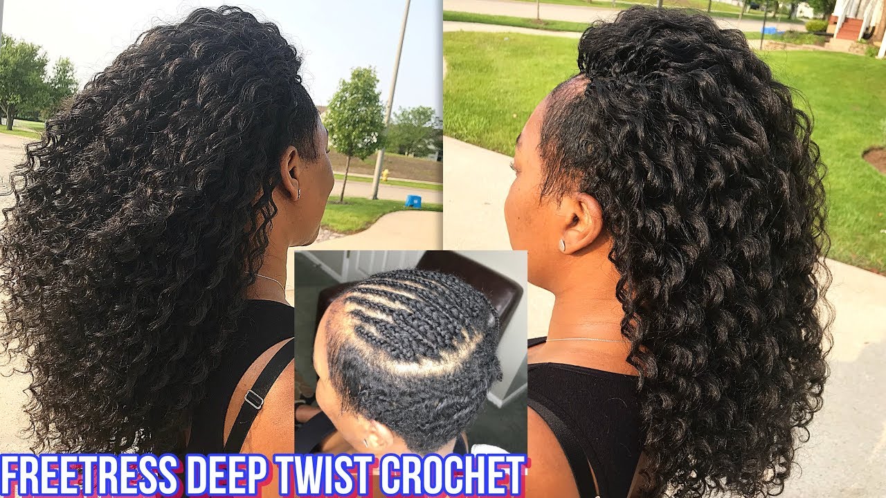 LONG FREETRESS DEEP TWIST CROCHET TUTORIAL ON SHAVED SIDES