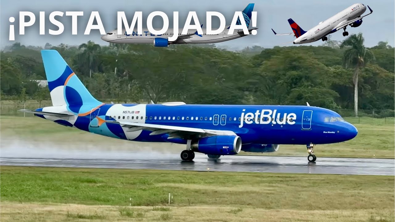 AVIONES OPERANDO BAJO LLUVIA EN EL AEROPUERTO INTERNACIONAL DEL CIBAO | #airplane #aviation 