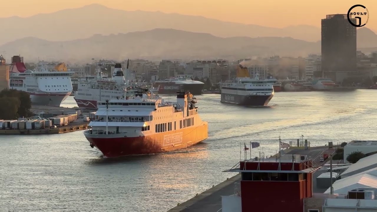 Morning departures from Piraeus port.