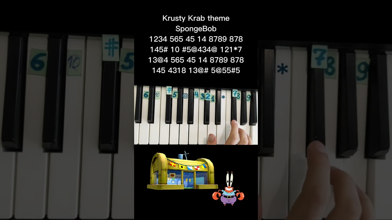 Krasty krab theme music from SpongeBob on piano🎹tutorial Тема Красти крабс из Губки Боба на пианино