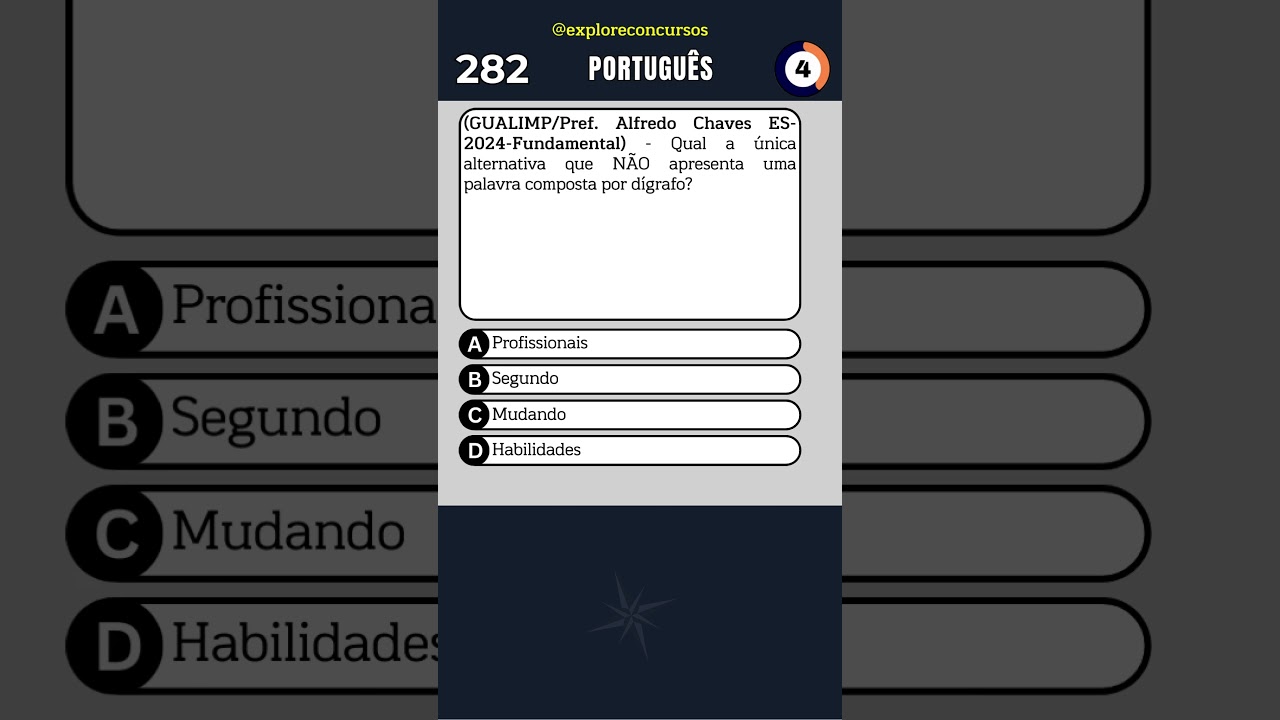 📘 QUIZ PORTUGU&Ecirc;S N&ordm; 282 - QUEST&Atilde;O DE CONCURSO DA GUALIMP. #shorts #concurso #quiz #portugu&ecirc;s