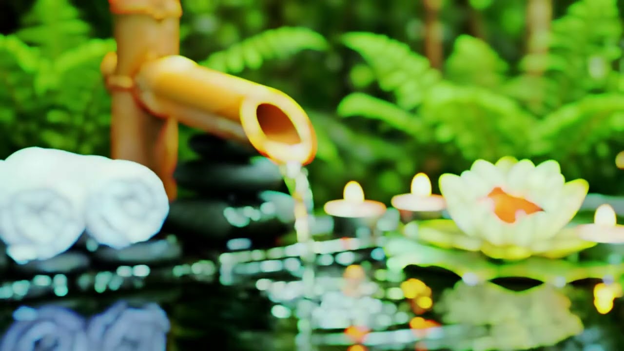 Amazing: Full Total Relaxation to Deep Sleep 🌿 Bamboo Water Fountain Music