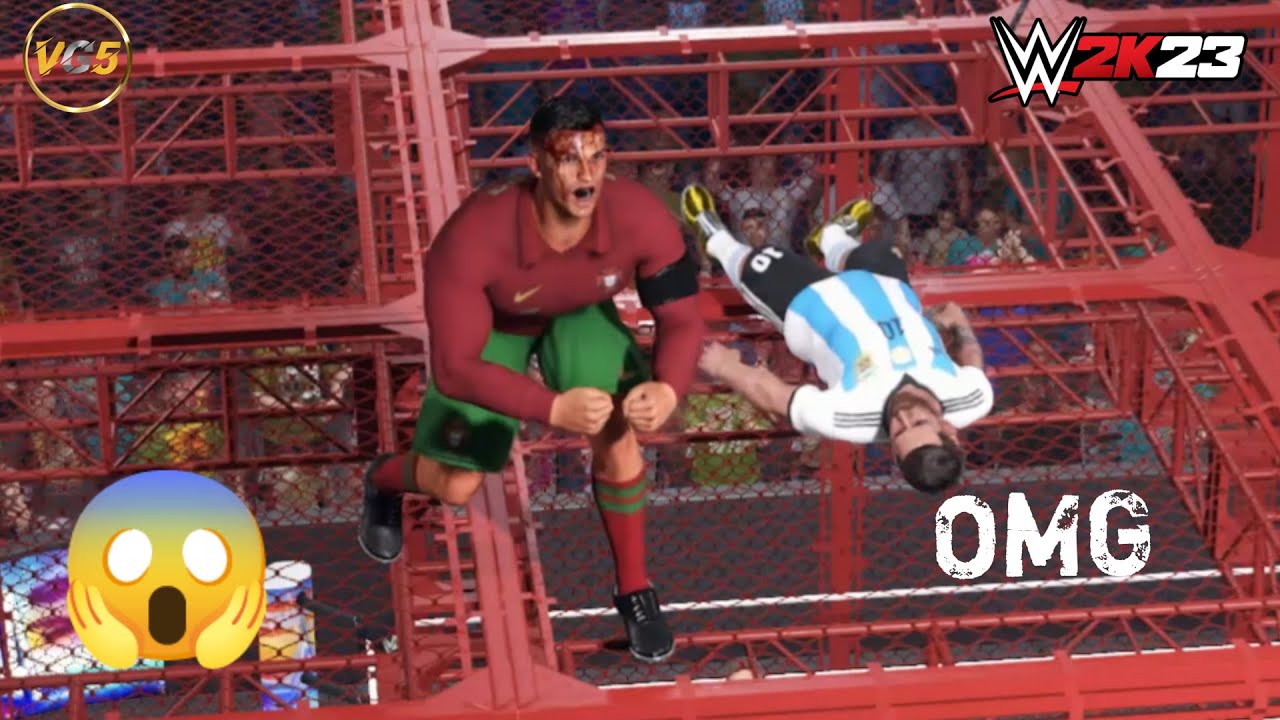 WWE 2K23 - Cristiano Ronaldo vs Lionel Messi for WWE European Championship - pc gameplay  | 4k