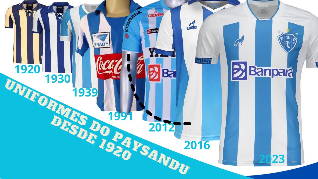 UNIFORMES DO PAYSANDU DESDE 1920 ATÉ HOJE.