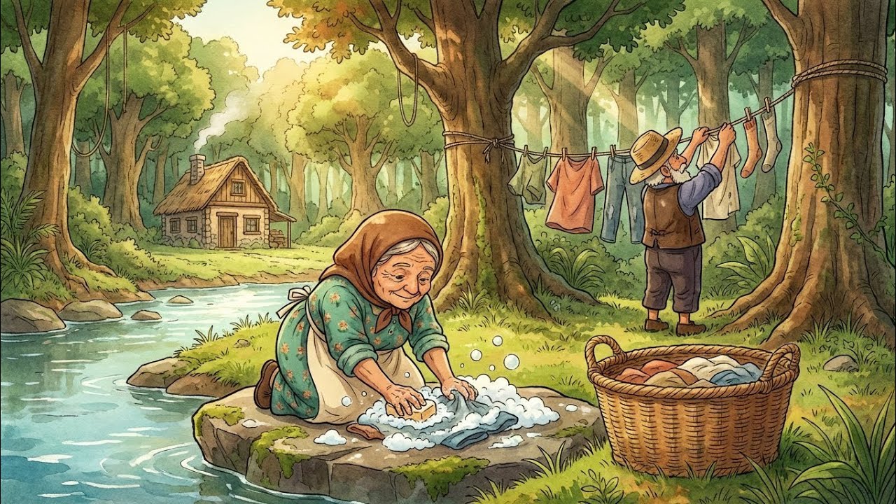 Peaceful Laundry Day | Tiny Family Washing clothes | Ghibli Silent Days | ghibli style Video