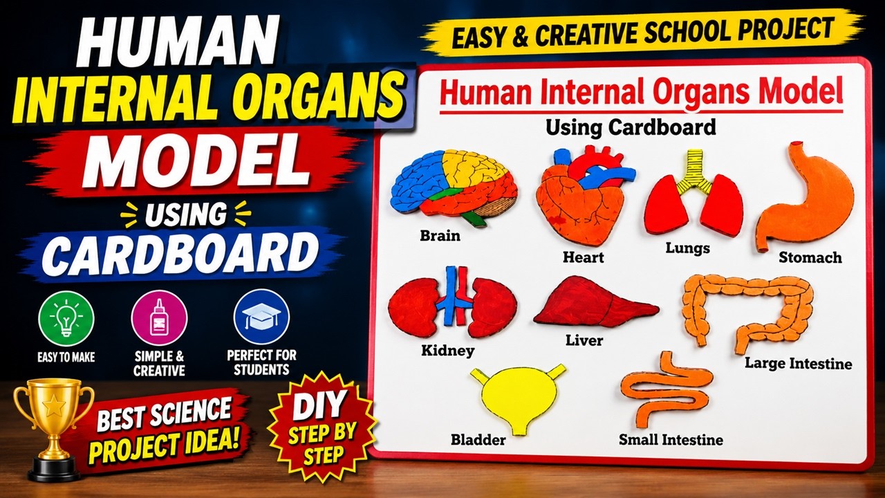 Human Body Internal Organs Model Making Using Cardboard | craftpiller @howtofunda