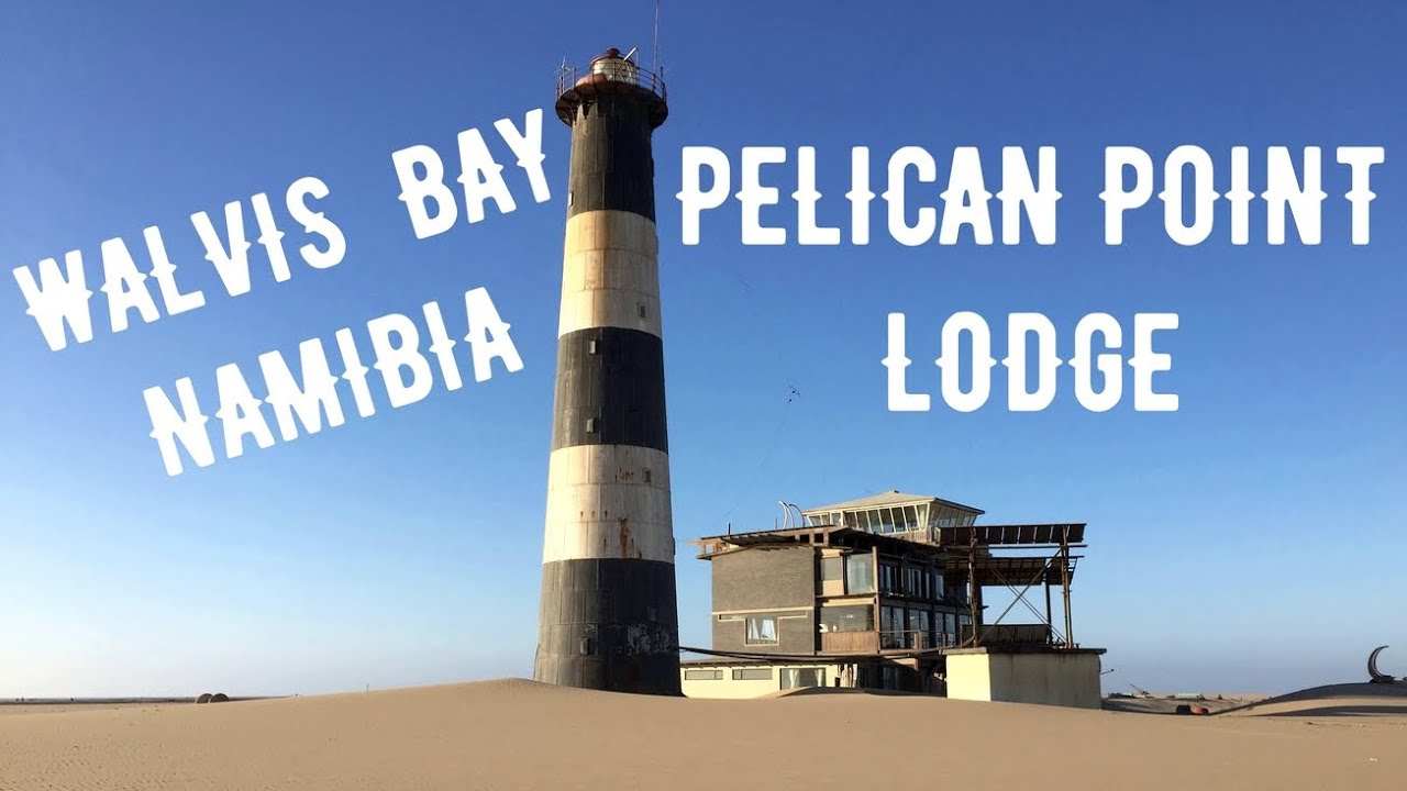 Aerial video of Pelican Point Lodge near Walvis Bay in Namibia, southern Africa
