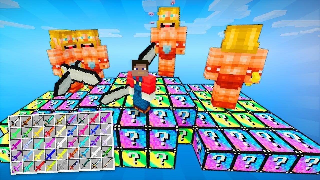 Vylepšené Minecraft Lucky bloky! - Karambit s 999999 damage!! + nové výbušné bazuky a nové brnění!!