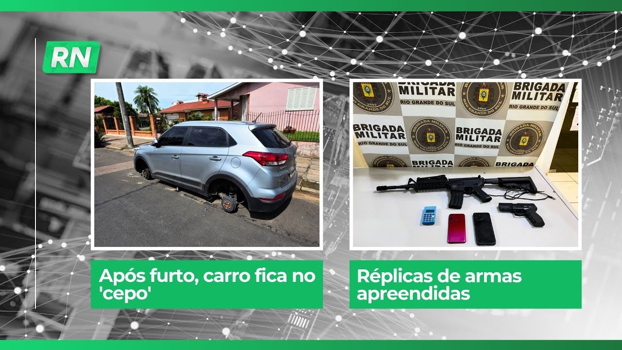 Ap&oacute;s furto, carro fica no 'cepo' | R&eacute;plicas de armas apreendidas