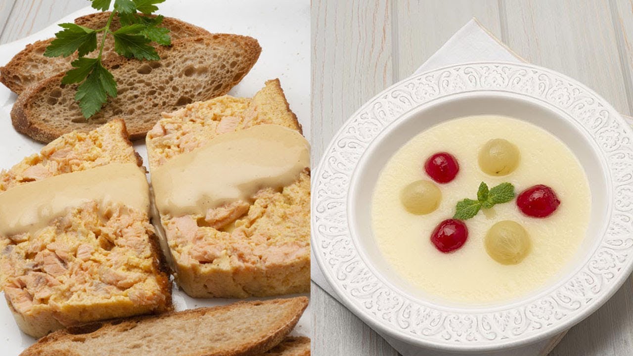 Pastel de salmón - Sopa de melón con uvas