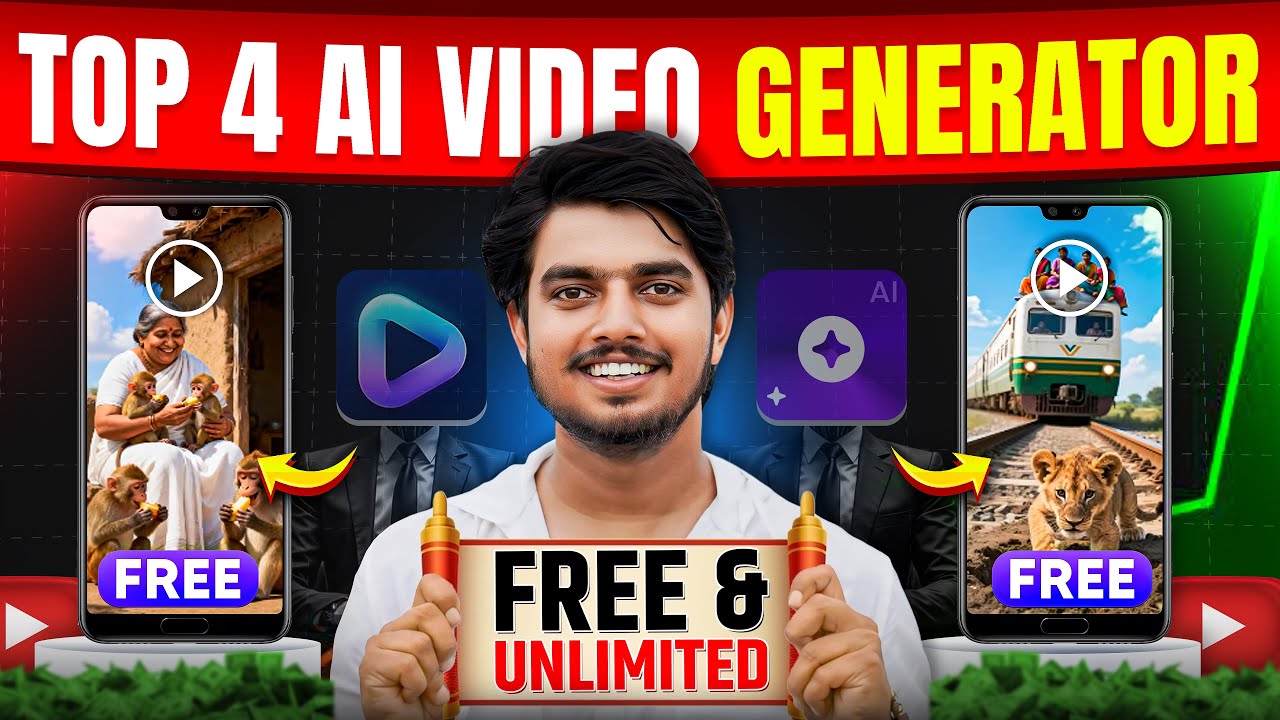 Top 4 FREE UNLIMITED AI Video Generator | ai video kaise banaye free mein |  Text-to-Video AI 2026