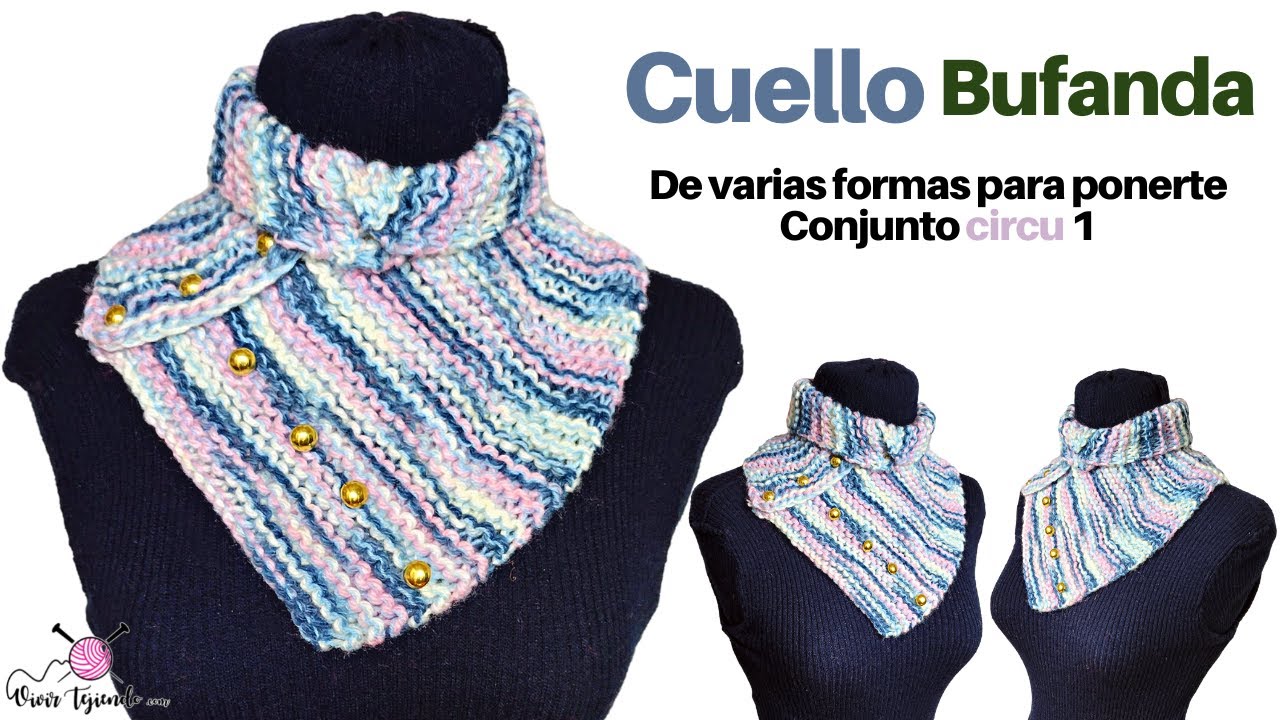 👌 Cuello bufanda mujer con agujas circulares con Adornos | Tejidos originales a Palitos