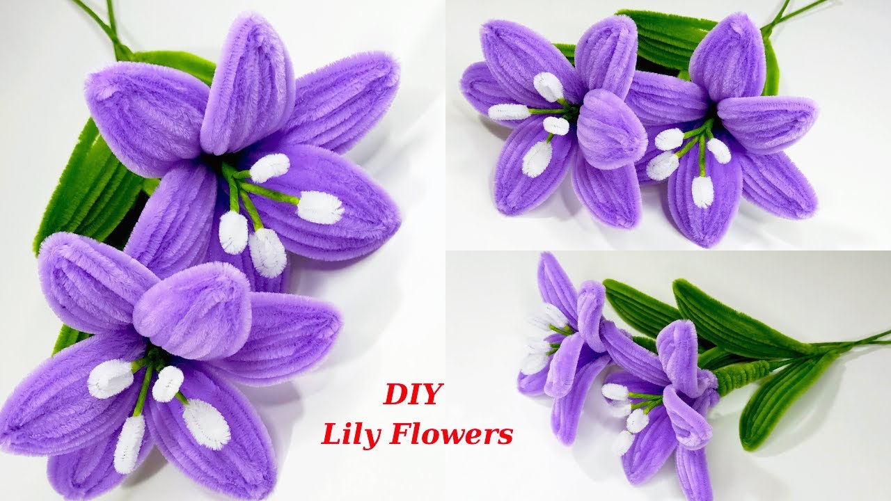DIY Lily Flower | Easy way to make Lily flower with pipe cleaners | Flower Craft Tutorial