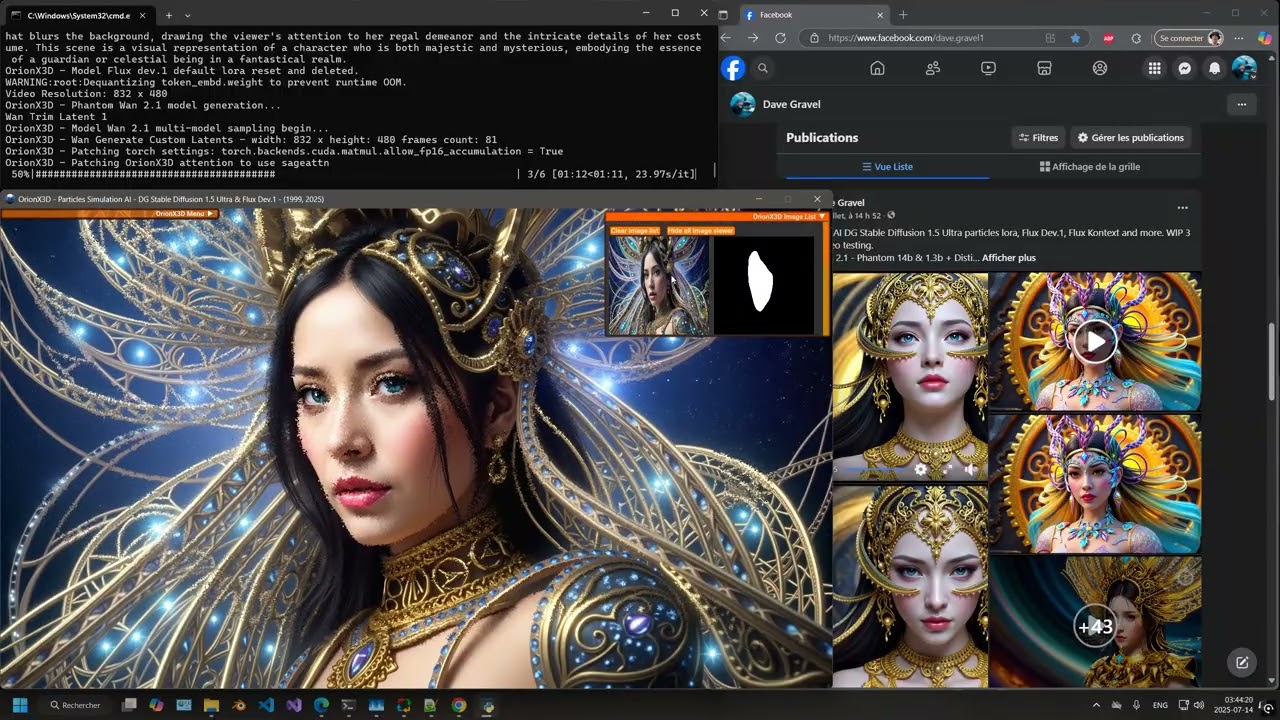 OrionX3D - AI DG Model SD 1.5 Ultra particles lora, Flux Dev.1, Flux Kontext, Wan 2.1 WIP 3
