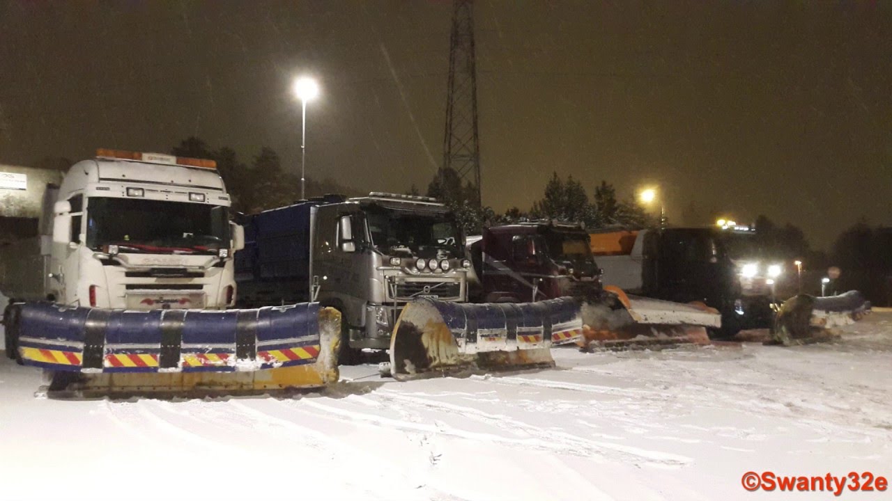 Snow Plow Convoy Clearing The Highway + Cab View
