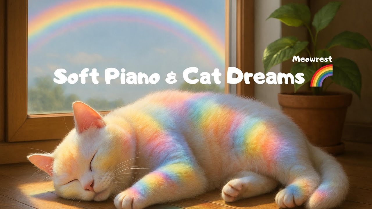 🎵 Soft Piano & Cat Dreams 🌈 (2 Hours Ad-Free)