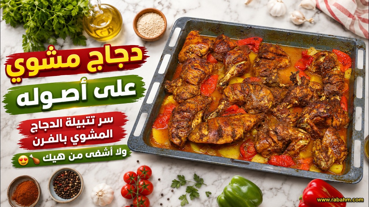 دجاج مشوي على أصوله سر تتبيلة الدجاج المشوي بالفرن ولا أشهى من هيك! 😍🍗 مع رباح محمد