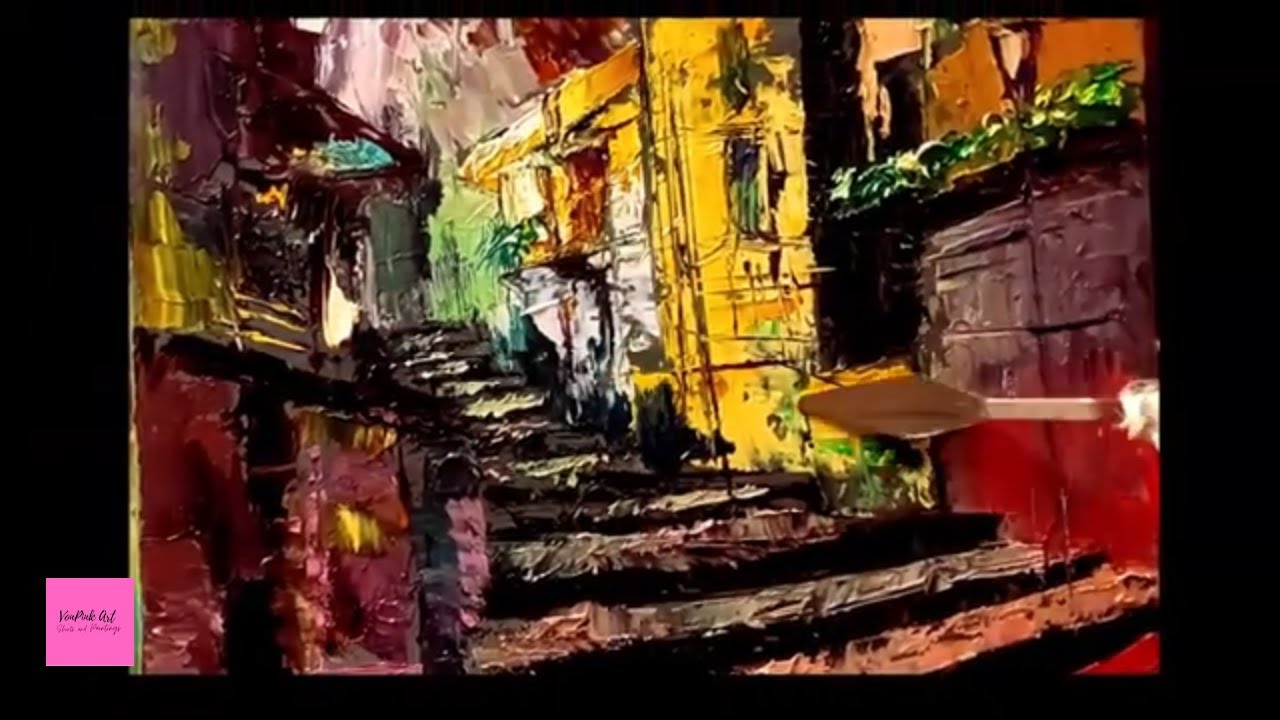 ENJOYING PAINTING,. Loose, expressive palette knife painting.