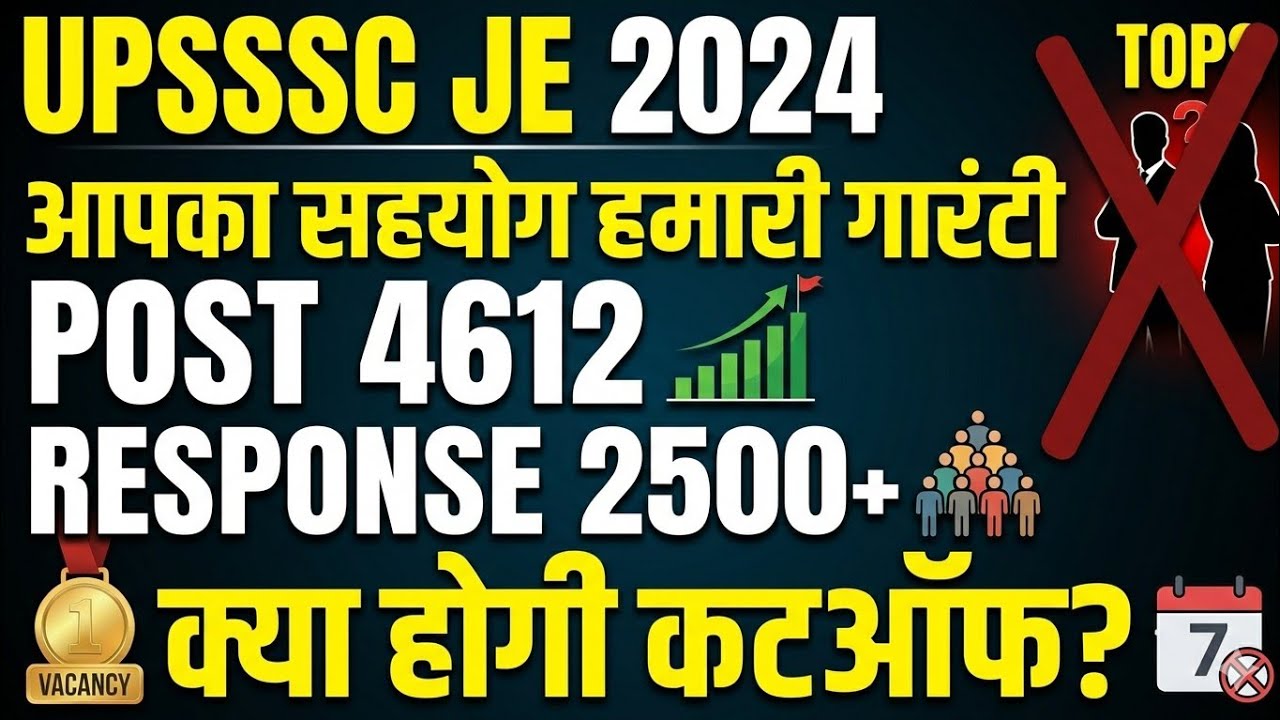 UPSSSC JE 2024 CUTOFF | Only 2500 Responses for 4612 Vacancy & 23,000 Candidates | @Teammcq 