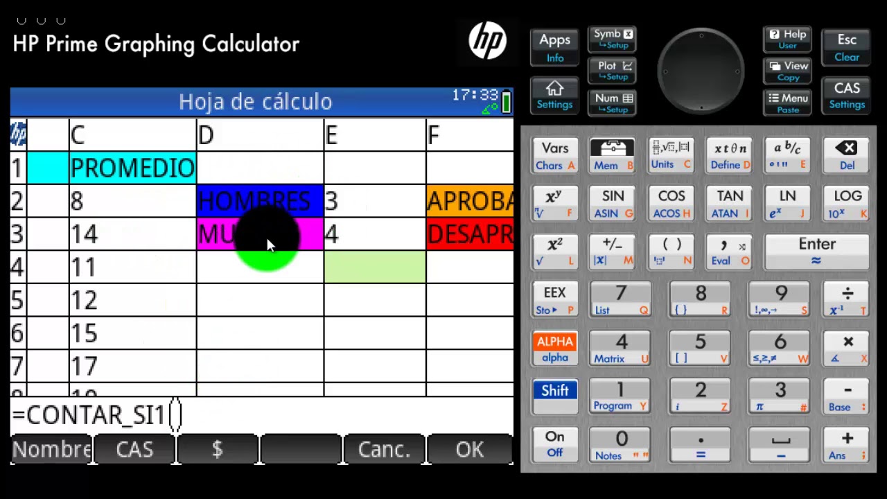 HP PRIME FUNCION CONTAR SI EXCEL