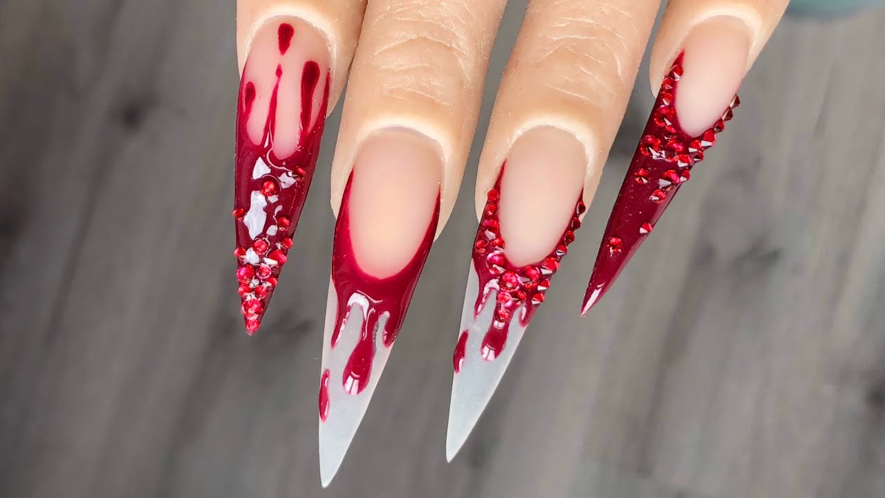 BLOODIEST NAILS EVER! HOW TO: Bloody French Halloween Nail Design