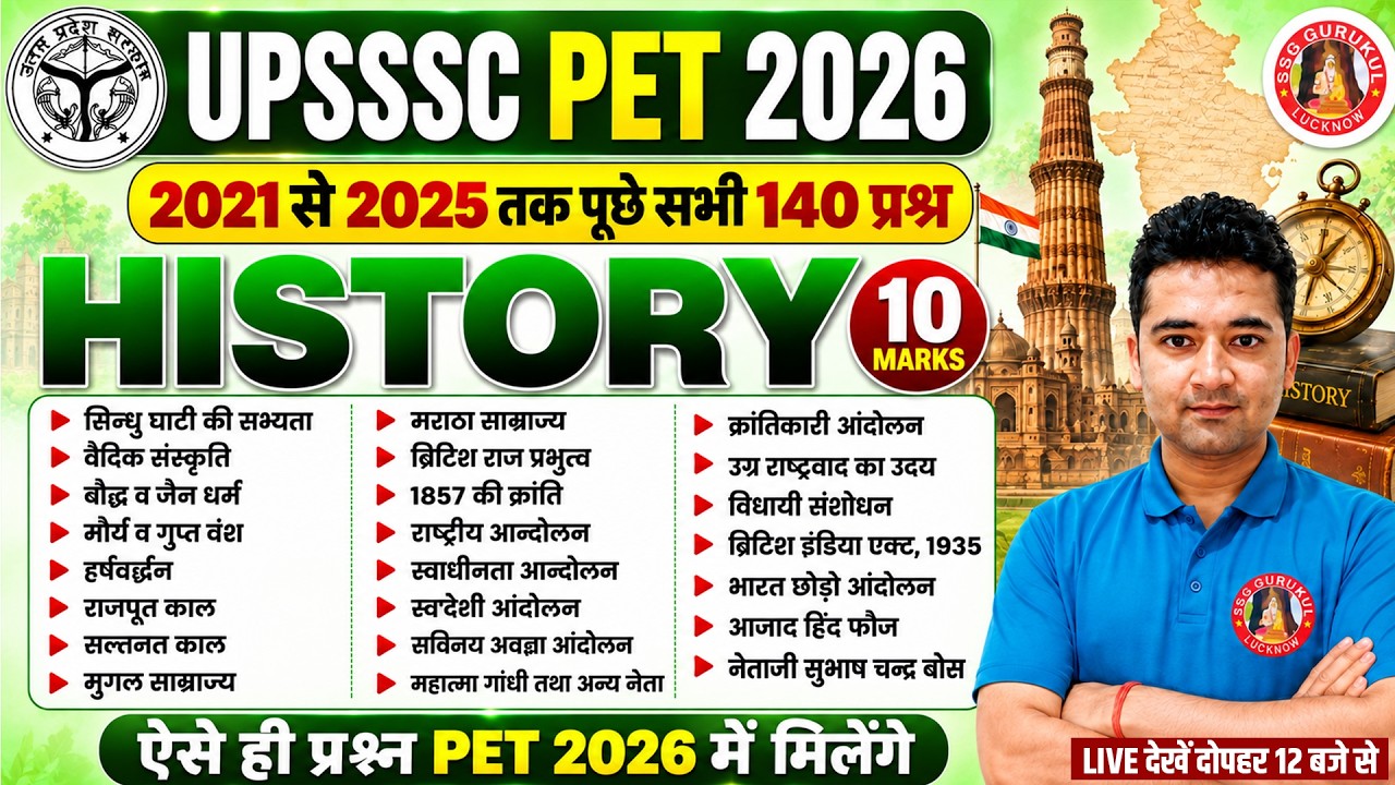 UPSSSC PET History Marathon Class 2026 | UPSSSC All History PYQ 2021-2025 | UPSSSC PET GK/GS PYQ