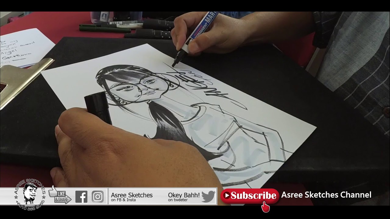 Live Sketches (caricatures)  using marker pens by Asree Elaji