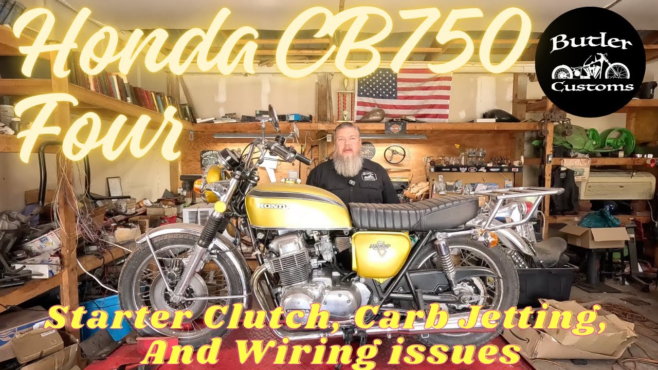 Part 2 of the 1972 Honda CB750 Four. Starter Clutch, carb jetting, and wiring issues.