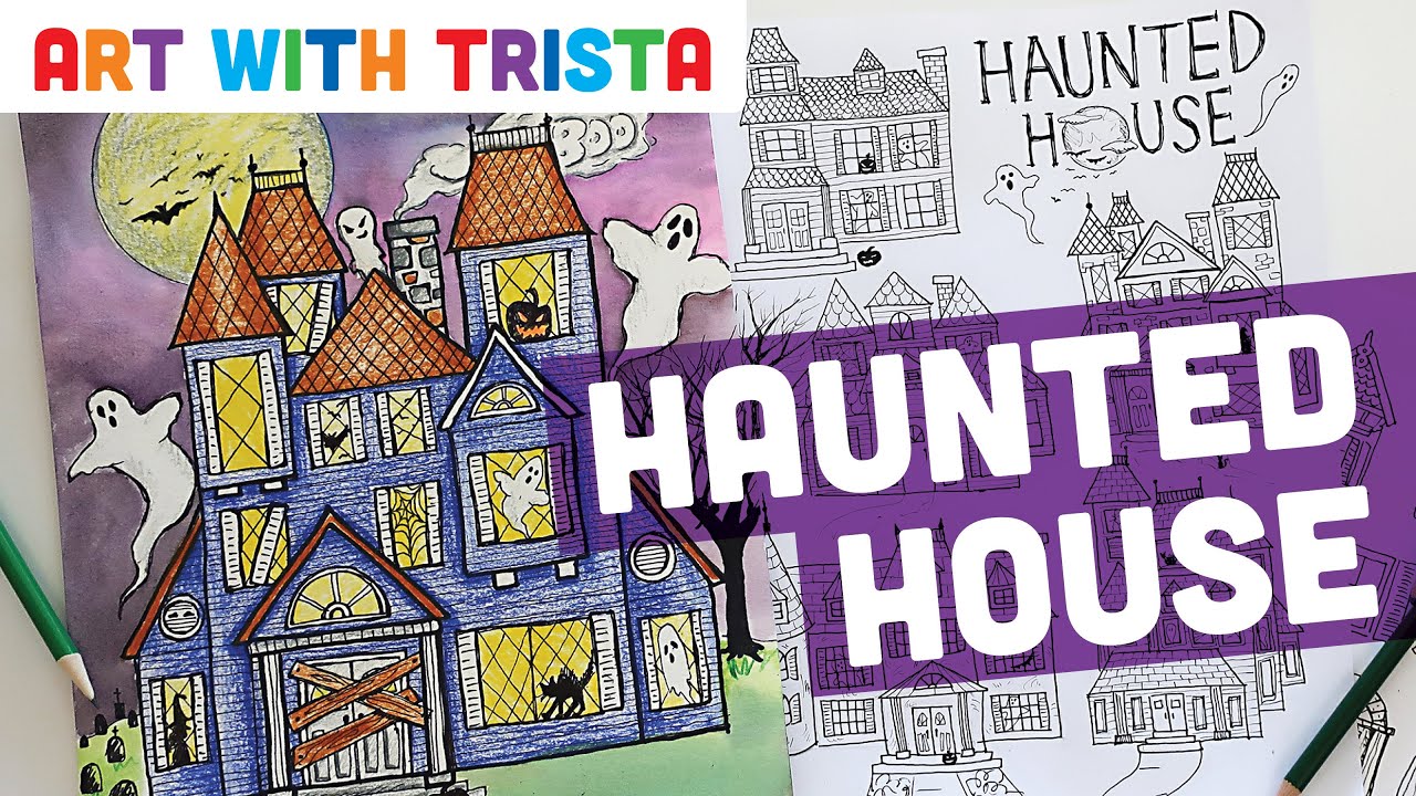 Haunted House Halloween Drawing Tutorial - Art With Trista