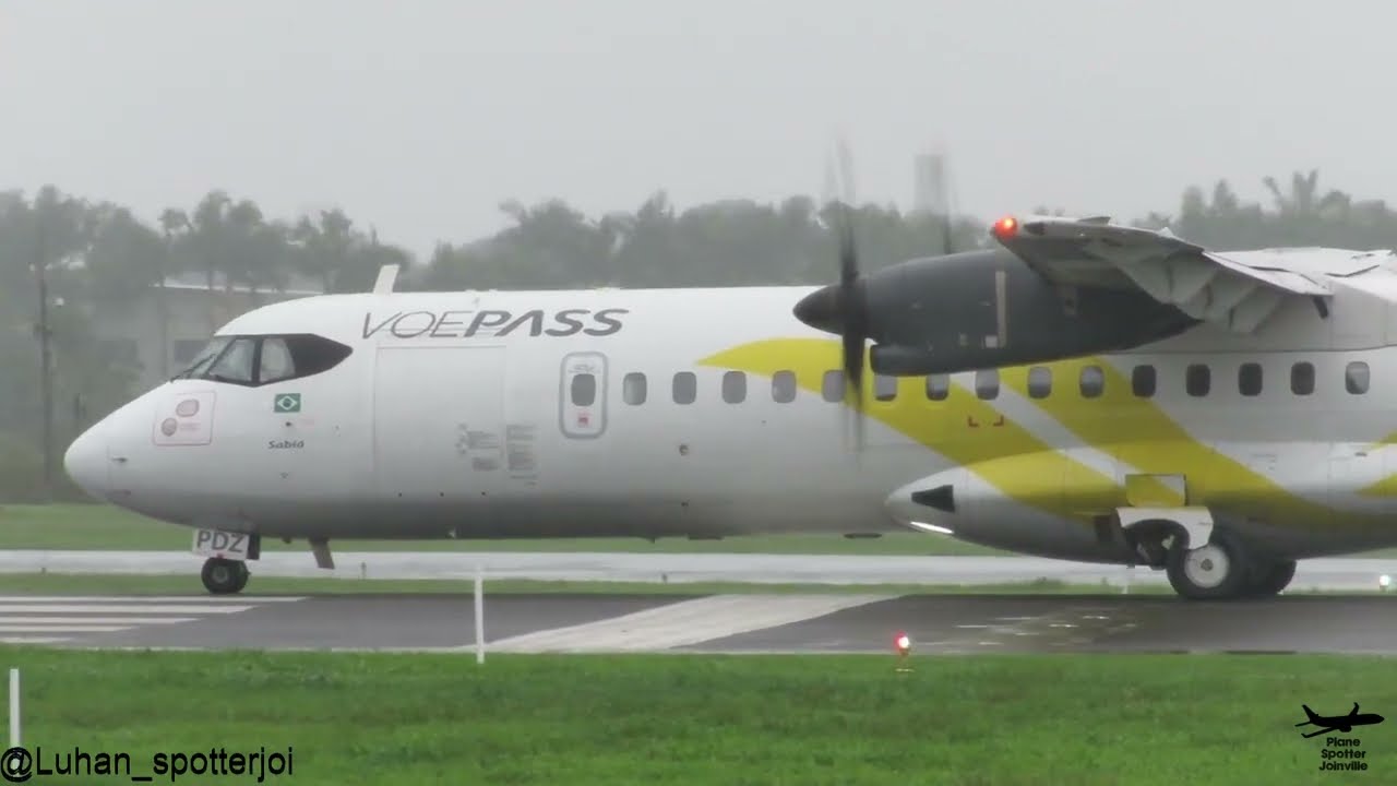 ATR 72-600 Passaredo-VoePass - (PR-PDZ) - Pouso e Decolagem com chuva em Joinville 16/07/2024