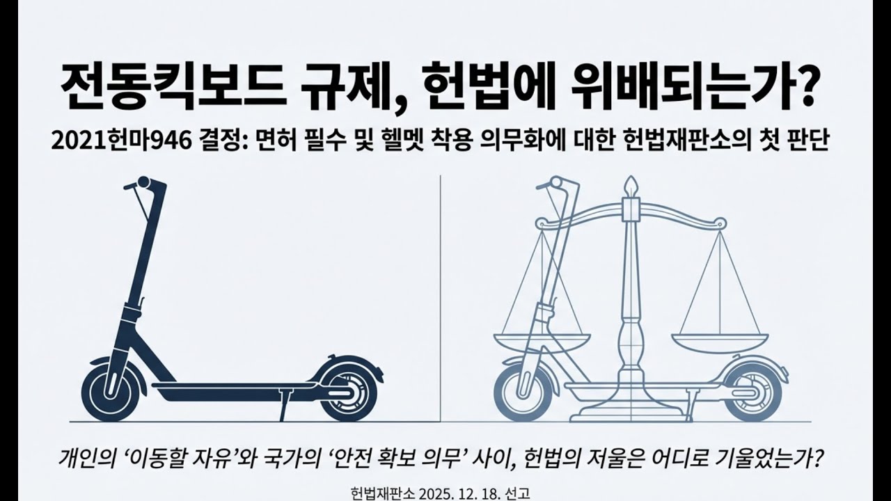 [최신판례] 전동킥보드 규제  헌법재판소 판결(25년 12월) #비상계획관 #전동킥보드 #개인형이동장치 #국민생명보호 #가산학원 #최신판례