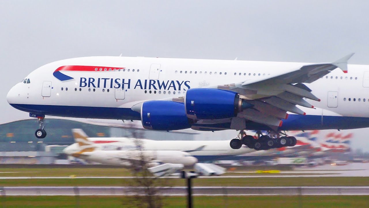 Runway 09L Heavy Arrivals at London Heathrow Airport - British Airways A380