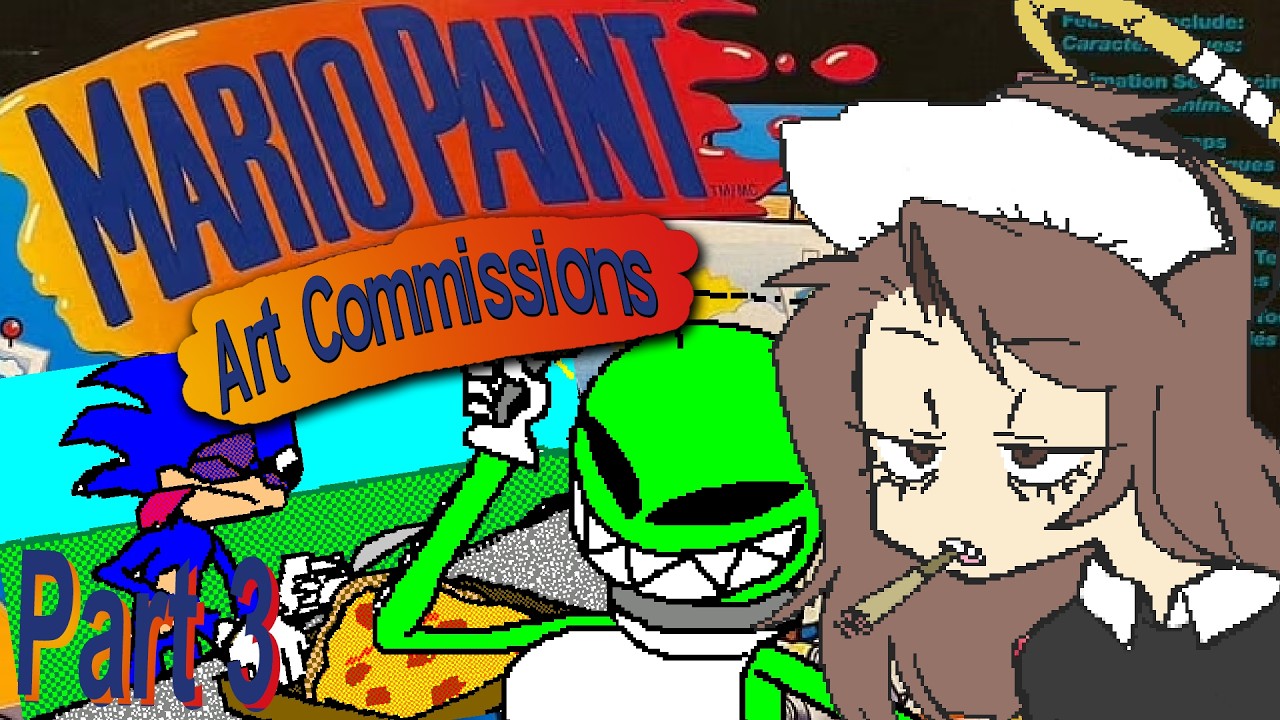 Clown Depot || Chat-Requested Mario Paint Art (Part 3: Sonic Cutting Pizza With Scissors)