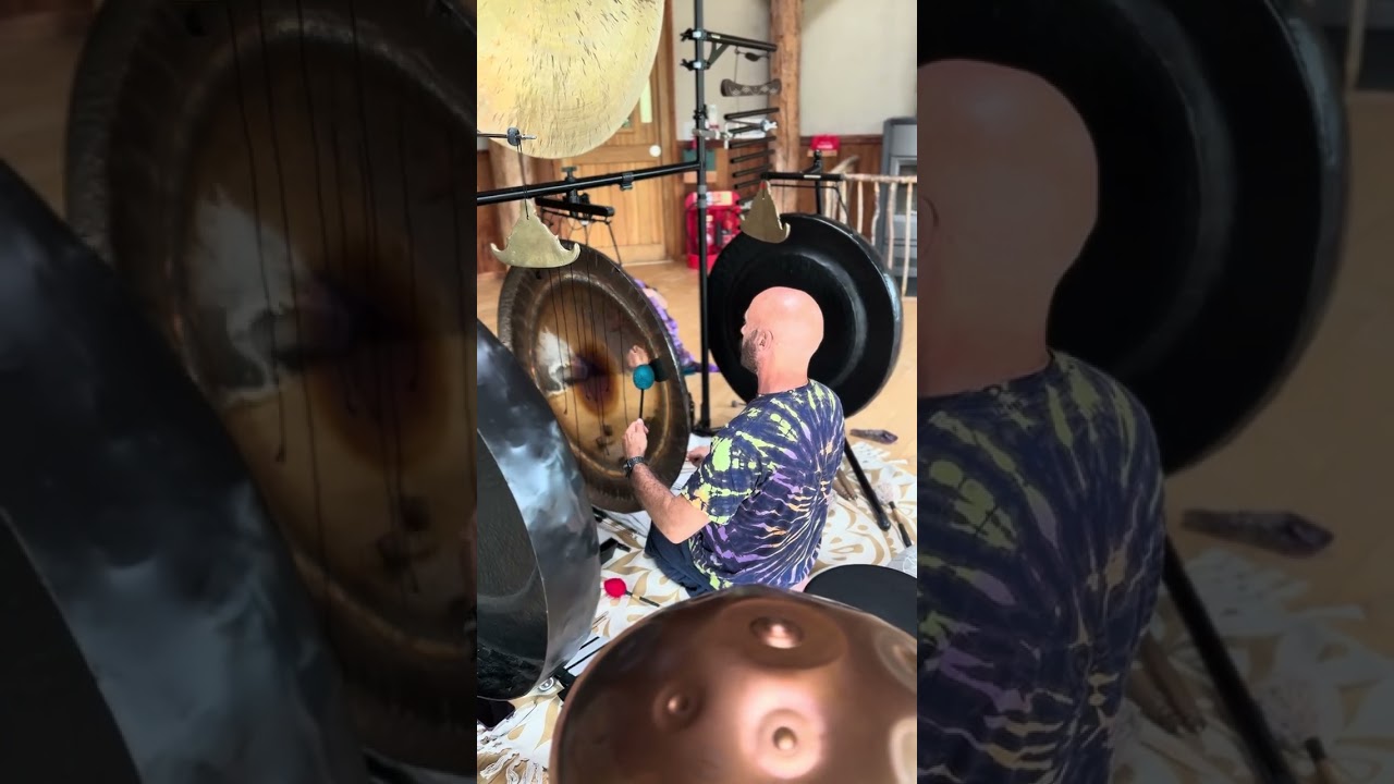 Using the rotogong gong stand part in one of my sound baths  