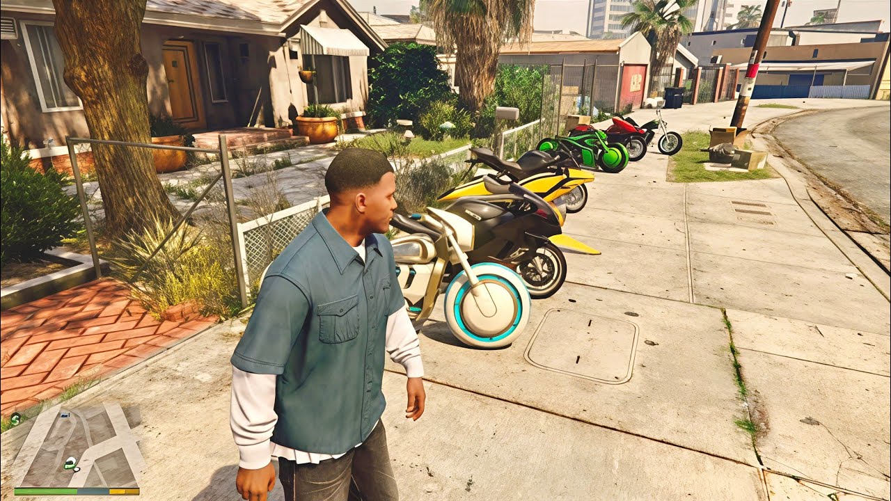 GTA5 Enhanced- Franklin Have Many Luxury Bikes,Very Difficult To Choose Any One to Ride 4k HD Game